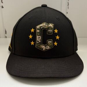 NWOT Black Cap with Camouflage C and Yellow Stars